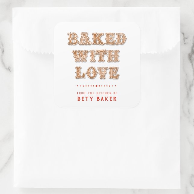 Cookie | Baked with Love From the Kitchen of Square Sticker (Bag)