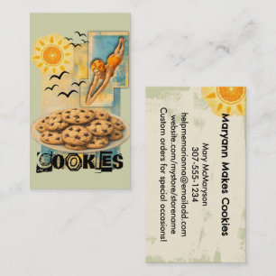 Cookie baker baking bakery vintage collage business card