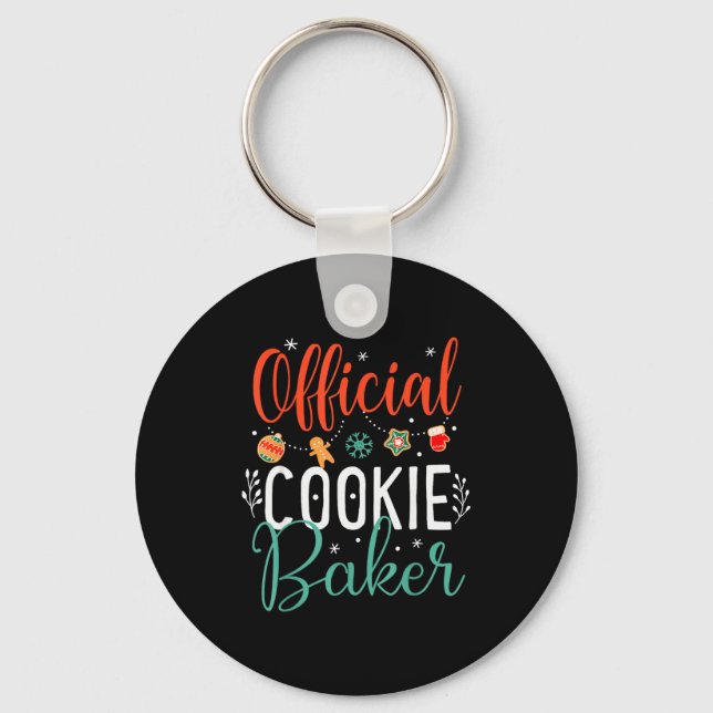 Cookie Baker Funny Christmas Couples Matching  Key Ring (Front)