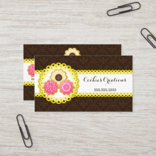 Cookie Bakery Damask Scalloped Border Business Card