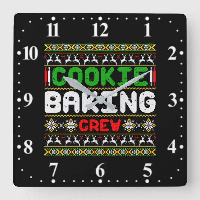 Cookie Baking Crew-50000 Square Wall Clock (Front)