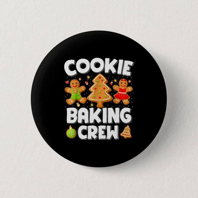 Cookie Baking Crew Christmas Gingerbread Team Squa 6 Cm Round Badge (Front)