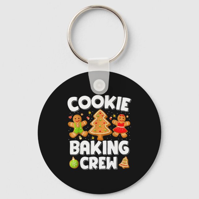 Cookie Baking Crew Christmas Gingerbread Team Squa Key Ring (Front)