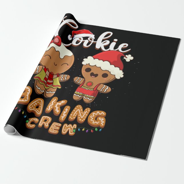 Cookie Baking Crew Christmas Santa Family Team Wrapping Paper (Unrolled)