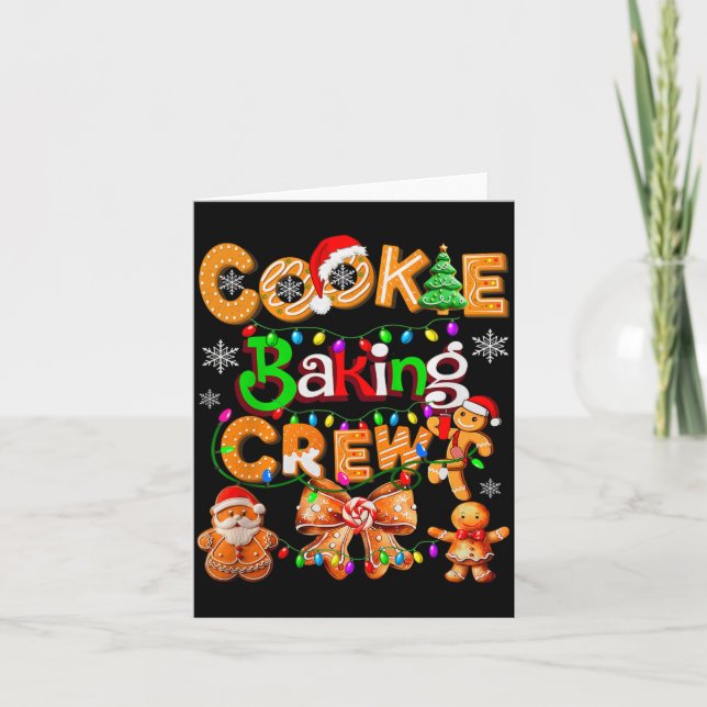 Cookie Baking Crew Cooking Coquette Bow Xmas Ginge Card (Front)