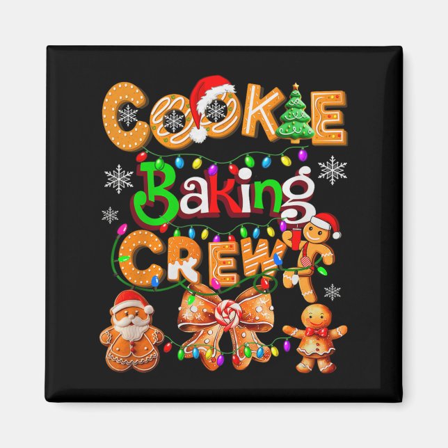 Cookie Baking Crew Cooking Coquette Bow Xmas Ginge Magnet (Front)