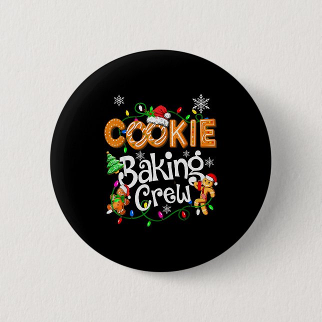 Cookie Baking Crew Cooking Lover Santa Xmas Ginger 6 Cm Round Badge (Front)