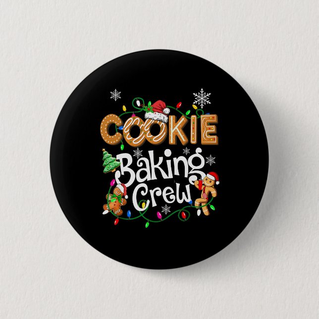 Cookie Baking Crew Cooking Lover Santa Xmas Ginger 6 Cm Round Badge (Front)