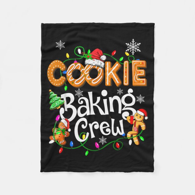 Cookie Baking Crew Cooking Lover Santa Xmas Ginger Fleece Blanket (Front)