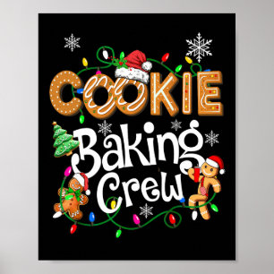 Cookie Baking Crew Cooking Lover Santa Xmas Ginger Poster
