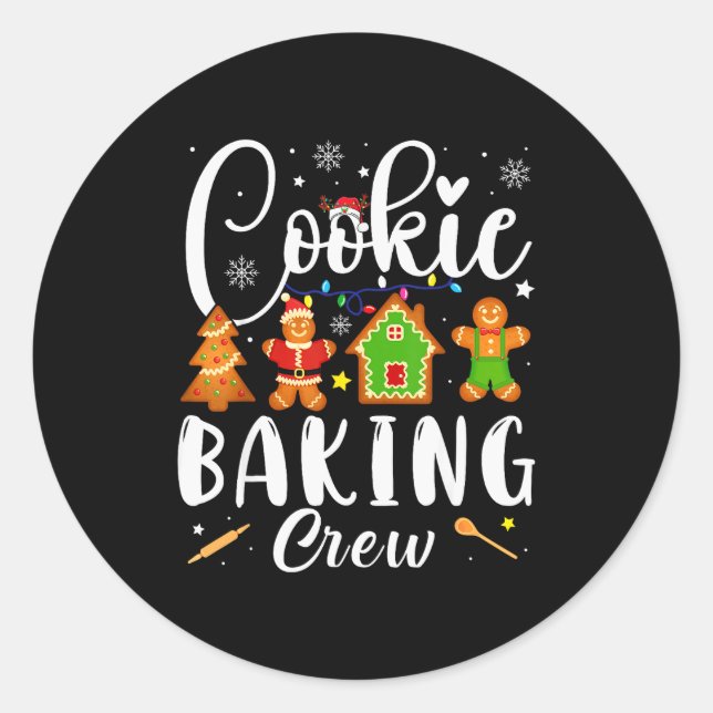 Cookie Baking Crew Family Christmas Gingerbread Te Classic Round Sticker (Front)