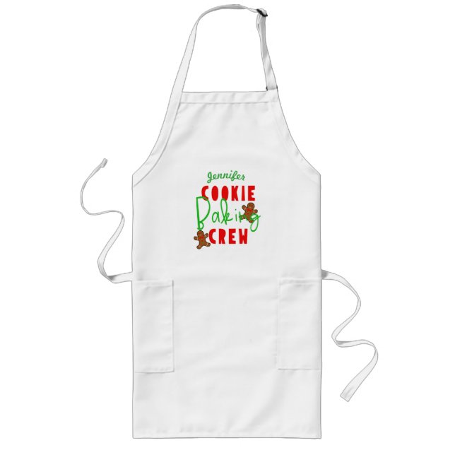Cookie Baking Crew Fun Holiday Cooking Long Apron (Front)