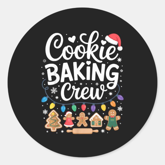 Cookie Baking Crew Holiday Squad Gingerbread Chris Classic Round Sticker (Front)