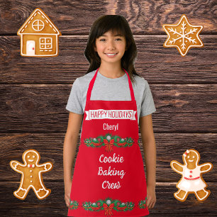 Cookie Baking  Crew - personalised red Apron