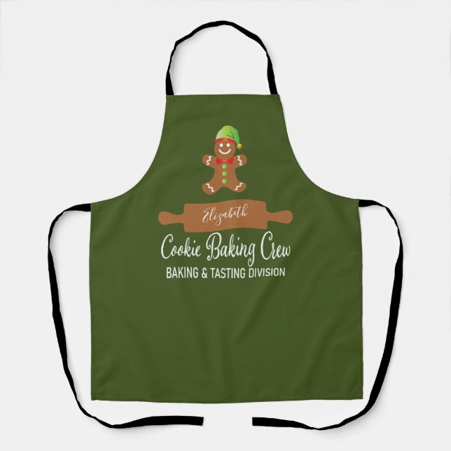 Cookie Baking Crew Red Christmas Apron (Front)