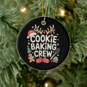 Cookie Baking Crew Reindeer Antlers Gingerbread Ceramic Tree Decoration