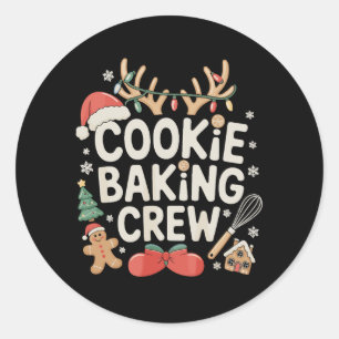 Cookie Baking Crew Reindeer Antlers Gingerbread Classic Round Sticker