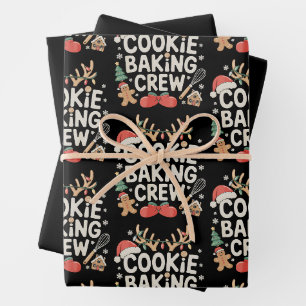 Cookie Baking Crew Reindeer Antlers Gingerbread Wrapping Paper Sheet