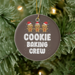Cookie Baking Crew Shirt Christmas Family Gingerbr Ceramic Tree Decoration