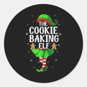 Cookie Baking Elf Christmas Girl Women Elf Squad X Classic Round Sticker