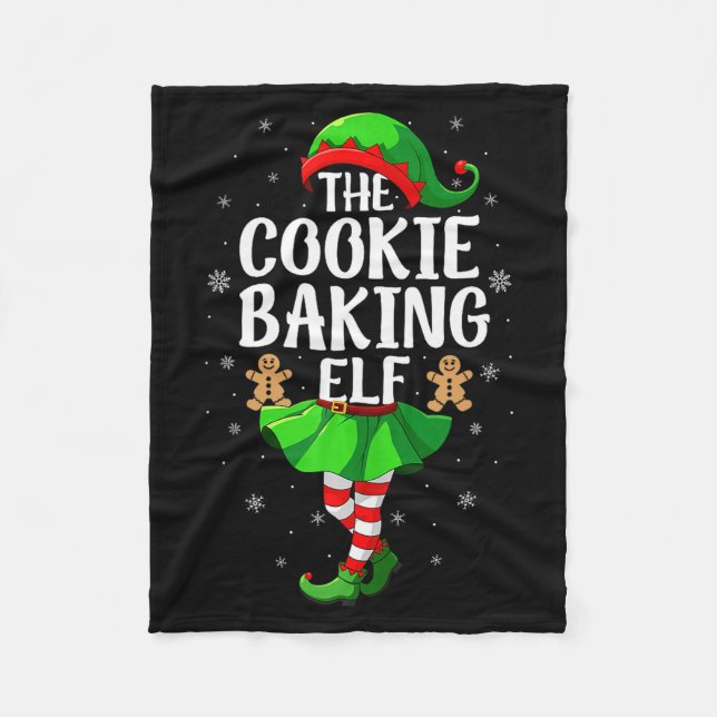 Cookie Baking Elf Christmas Girl Women Elf Squad X Fleece Blanket (Front)