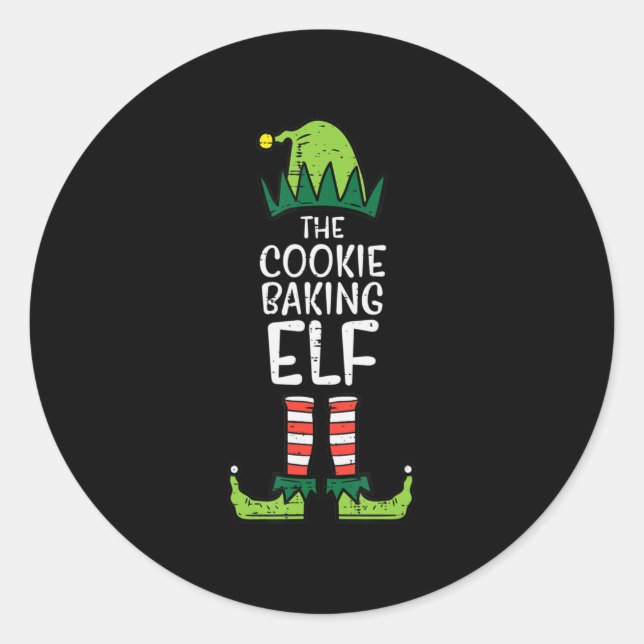 Cookie Baking Elf Xmas PJs Christmas Pyjamas Famil Classic Round Sticker (Front)