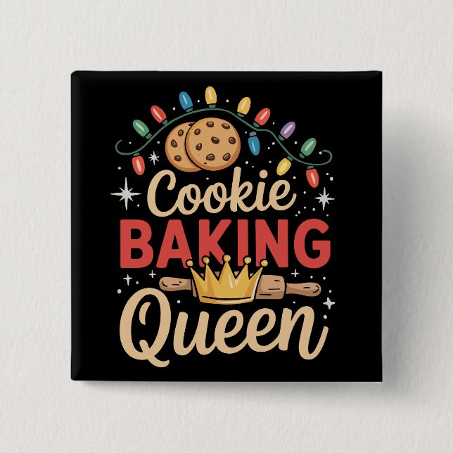 Cookie Baking Queen Baker Bakery Christmas  15 Cm Square Badge (Front)