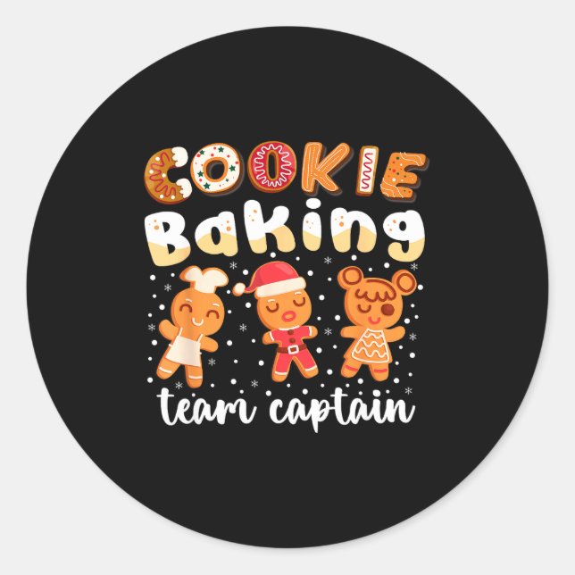 Cookie Baking Team Captain Christmas Gingerbread F Classic Round Sticker (Front)