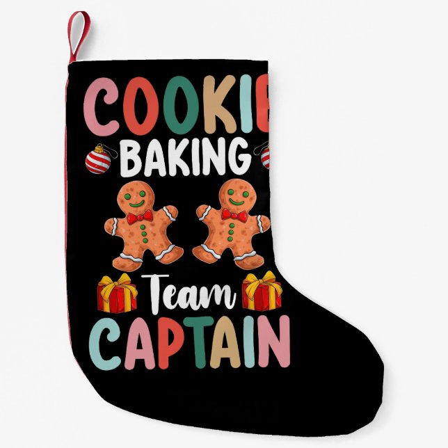 Cookie Baking Team Captain Family Christmas Small Christmas Stocking (Front)