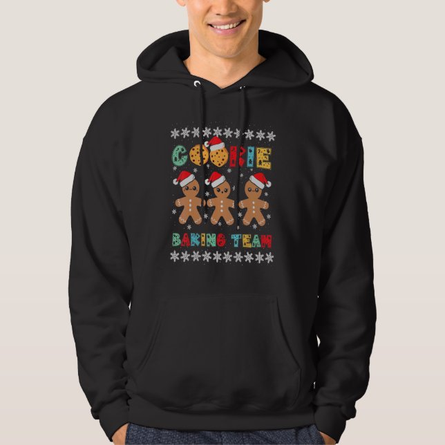 Cookie Baking Team Gingerbread Men with Xmas Hats  Hoodie (Front)