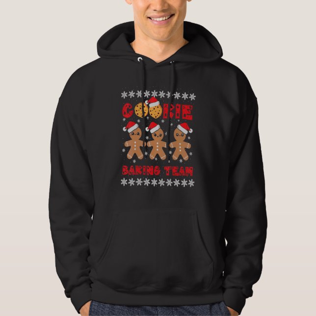 Cookie Baking Team Gingerbread Men with Xmas Hats  Hoodie (Front)