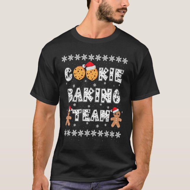 Cookie Baking Team Gingerbread Men with Xmas Hats  T-Shirt (Front)