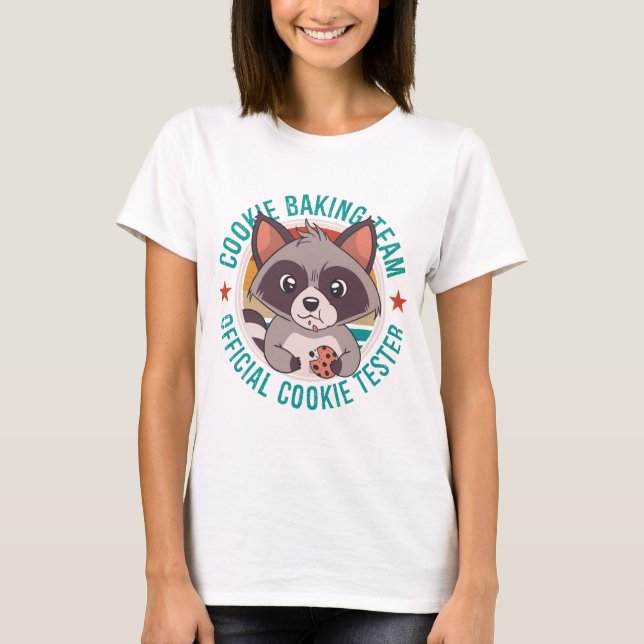 Cookie Baking Team Official Cookie Tester Racoon T-Shirt (Front)