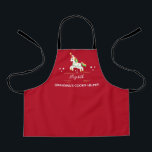 Cookie Baking Unicorn Christmas Kids Apron<br><div class="desc">The ideal apron for all of your holiday Christmas baking! Cute festive unicorn and stars. Monogrammed with child's name.  Fun typography says "Grandma's Cookie Helper". The perfect apron for your whole family!</div>