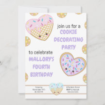 Cookie Birthday Party Invitation Cookie Decorating