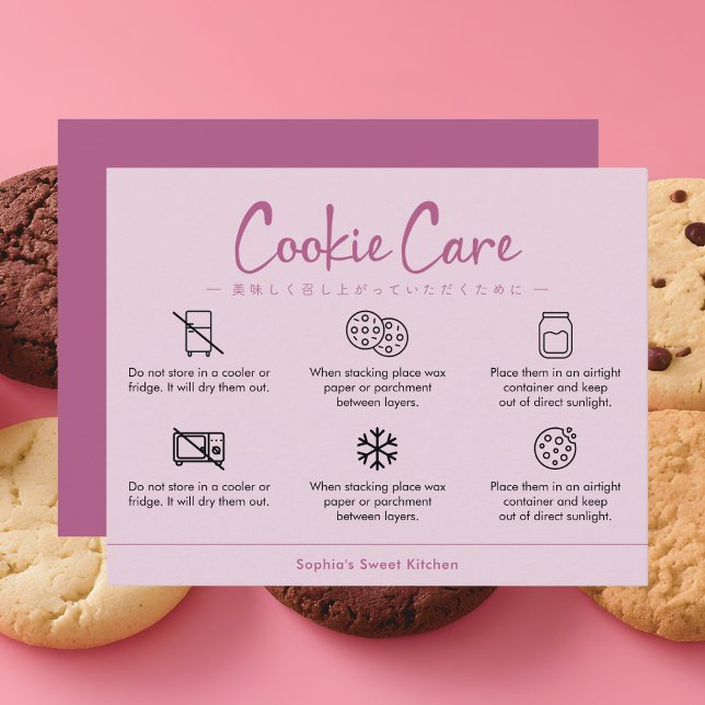 Cookie Care Instructions Dusty Pink Minimalist Thank You Card (Creator Uploaded)