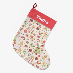 Cookie Christmas Pattern - Sweet and Festive Large Christmas Stocking