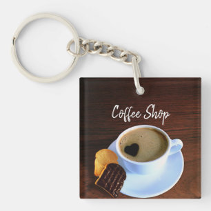 Cookie Coffee Cup Heart Shaped Foam Coffee Shop Key Ring