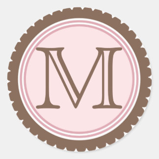 Cookie Cut Chocolate Pink Monogram Initial Sticker