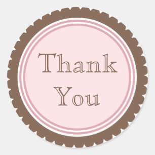 Cookie Cut Chocolate Pink Thank You Stickers