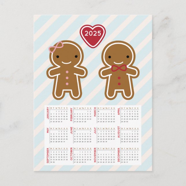 Cookie Cute Gingerbread Couple 2025 Calendar Postcard (Front)