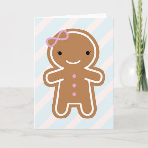 Cookie Cute Kawaii Gingerbread Girl Holiday Card