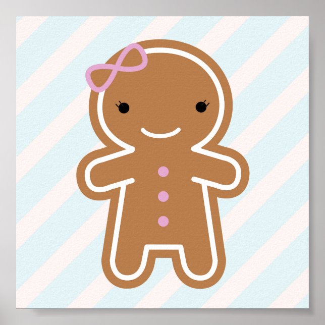 Cookie Cute Kawaii Gingerbread Girl Poster (Front)