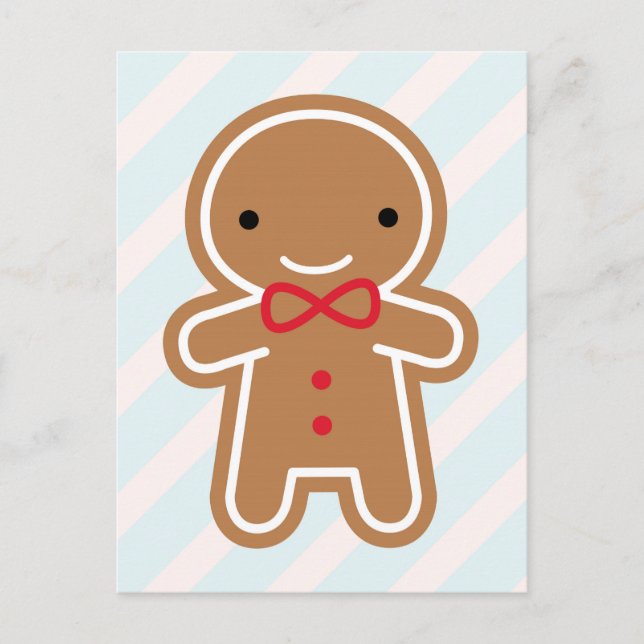 Cookie Cute Kawaii Gingerbread Man Postcard (Front)