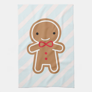 Cookie Cute Kawaii Gingerbread Man Tea Towel