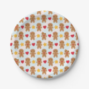 Cookie Cute Kawaii Gingerbread Men Paper Plate