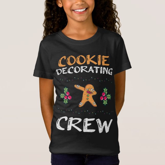 Cookie Decorating Crew Christmas Dabbing Gingerbre T-Shirt (Front)