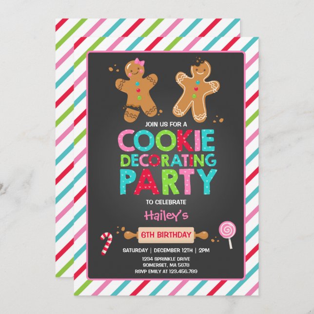 Cookie Decorating Party Invitation Holiday Party (Front/Back)