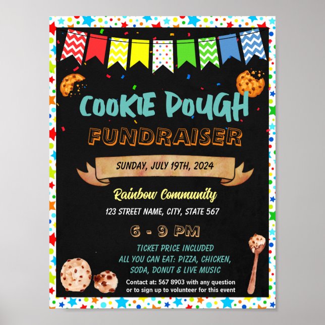 Cookie Dough Fundraiser event template Poster (Front)