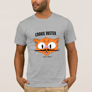 COOKIE DUSTER Funny Cartoon Moustache Cat T-Shirt